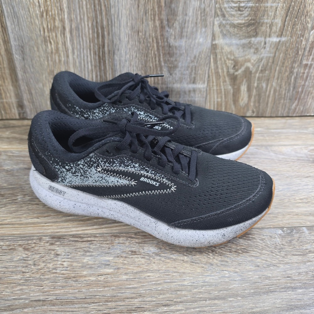 Brooks Ghost 16 Womens Running Shoes Black White Speckled 1204081B058